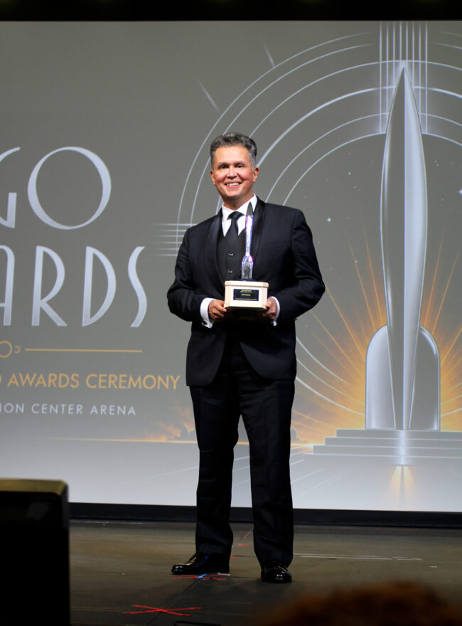 2026 Hugo Award Winner John Picacio. Photo courtesy Locus Magazine / Francesca Hyman.